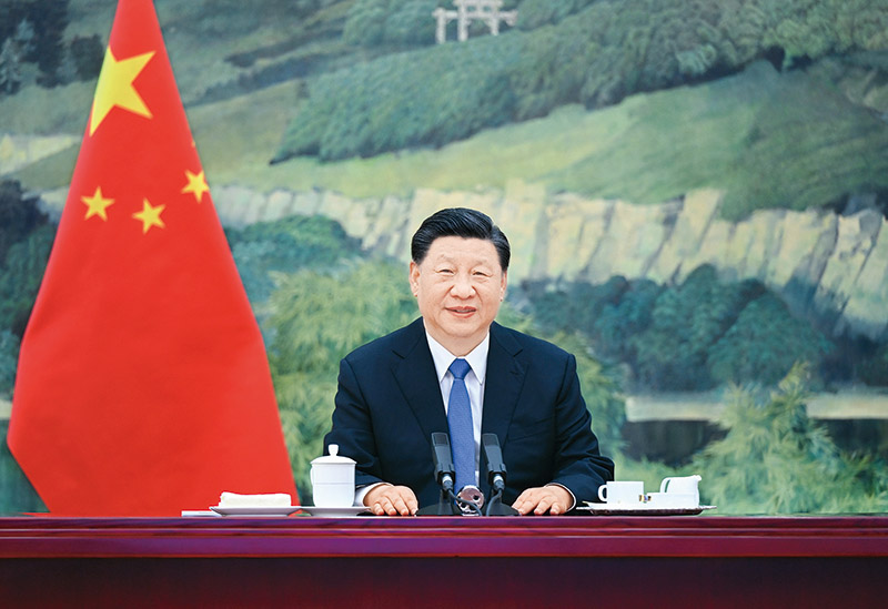 2022年5月25日，国家主席习近平在北京以视频方式会见联合国人权事务高级专员巴切莱特。新华社记者 谢环驰/摄